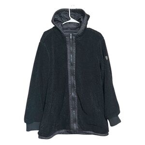 1 Madison Expedition Women's Jacket Size L Black Fuzzy Zipped Hoodie Insulated